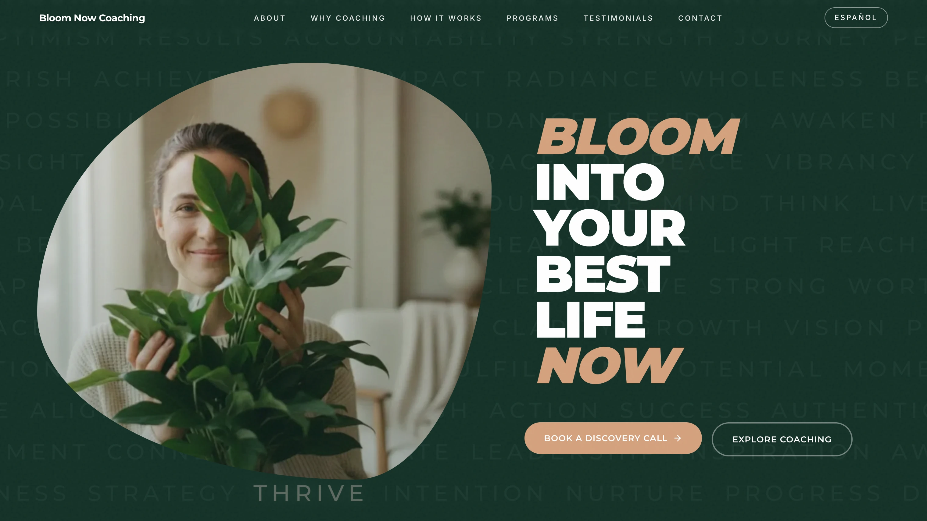 Life coach website design for Bloom Now Coaching