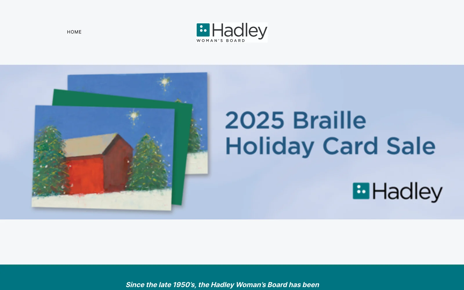 The 2025 store homepage: a sale banner over the card artwork, with no prices or buttons on the first screen